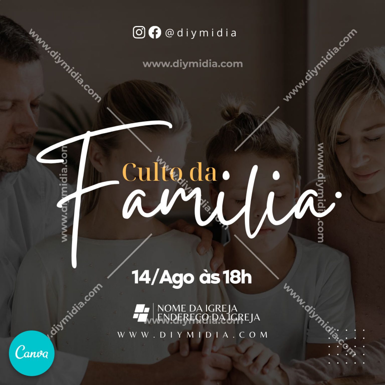 Gospel Culto Da Fam Lia Banner Edit Vel Canva Premium