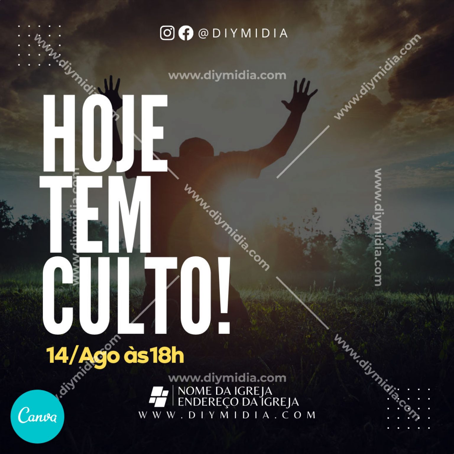 Gospel Hoje Tem Culto Banner Edit Vel Canva Premium