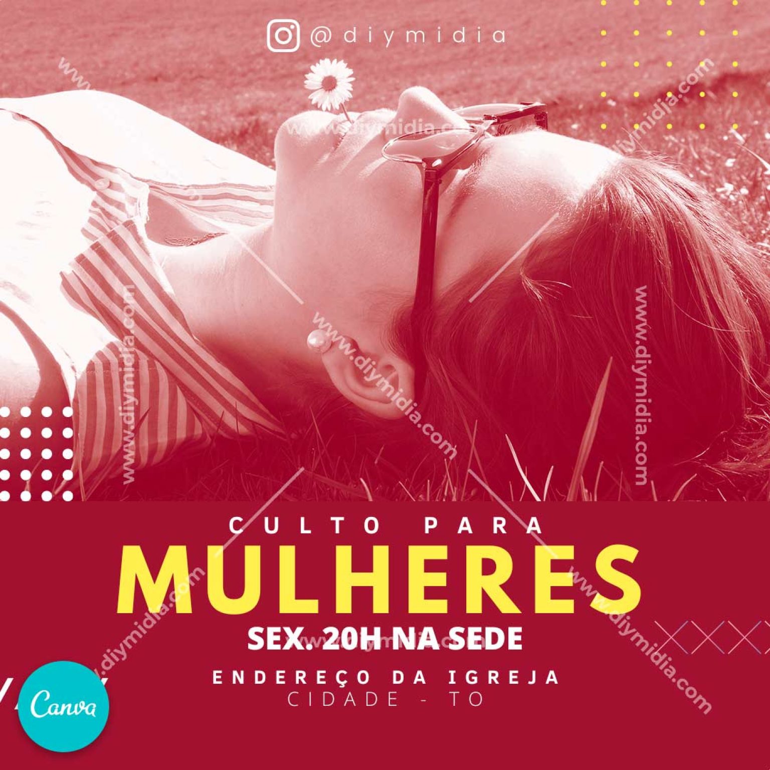 Culto Para Mulheres Banner Gospel Editável Canva Free