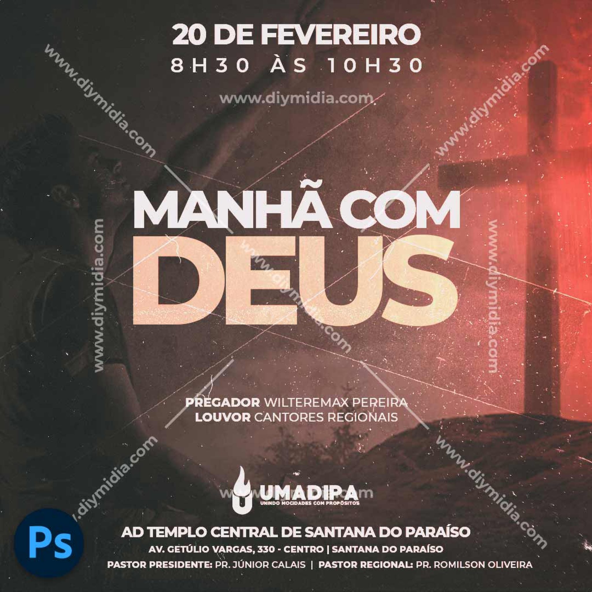 Culto Manhã Deus PSD Editável