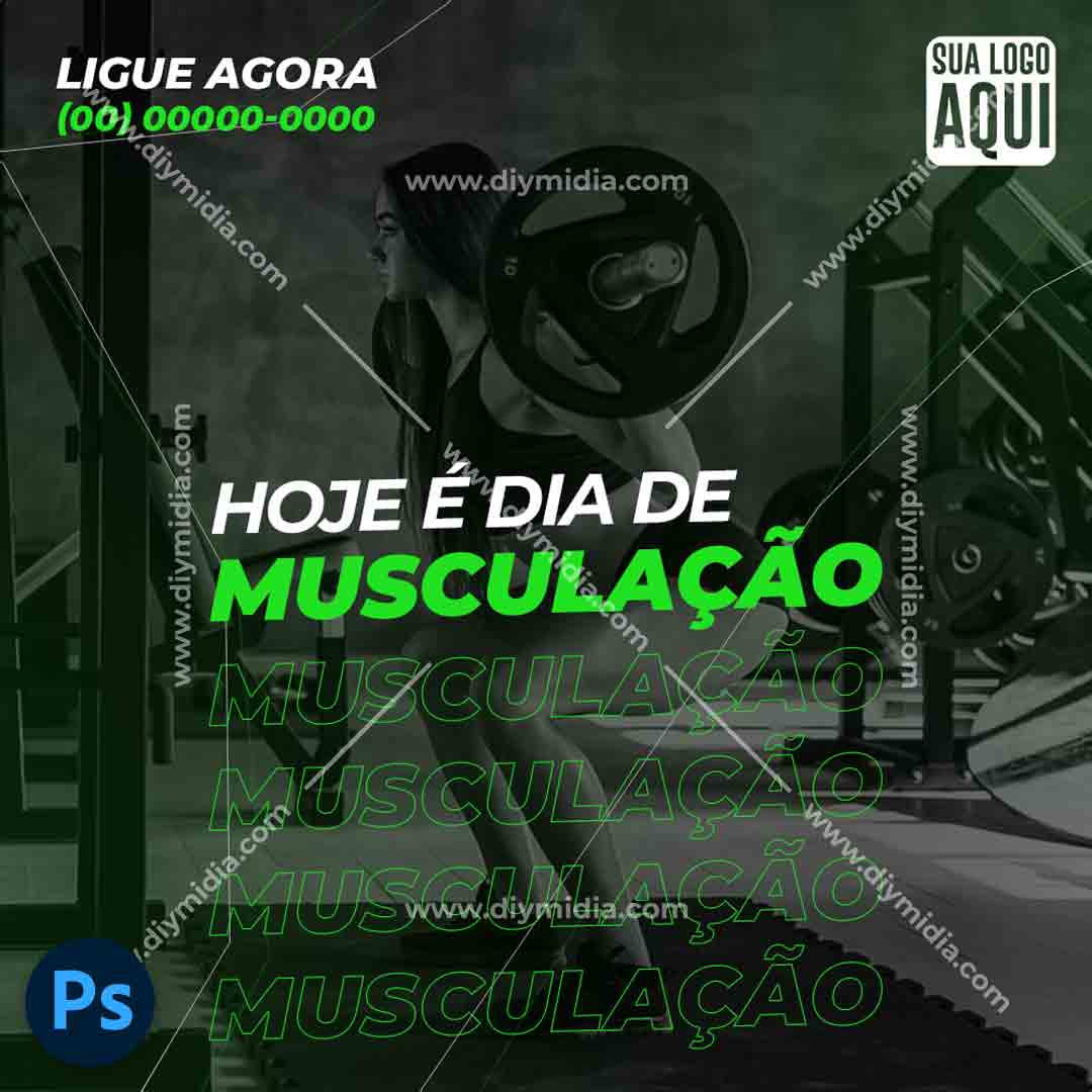 Fitness & Academia Hoje É Dia De Musculação Banner Editável PSD