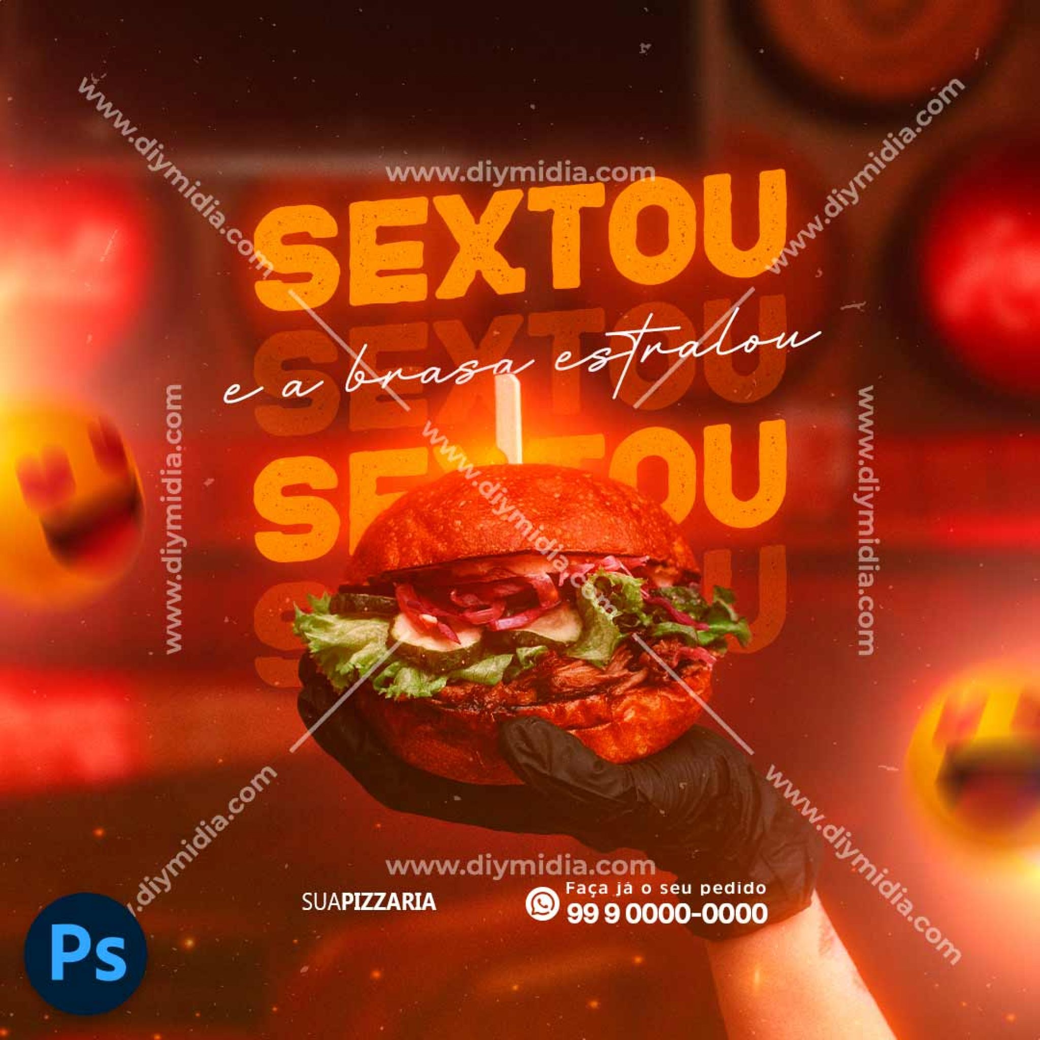 Sextou E A Brasa Estralou Hamburgueria Psd Editável 8656